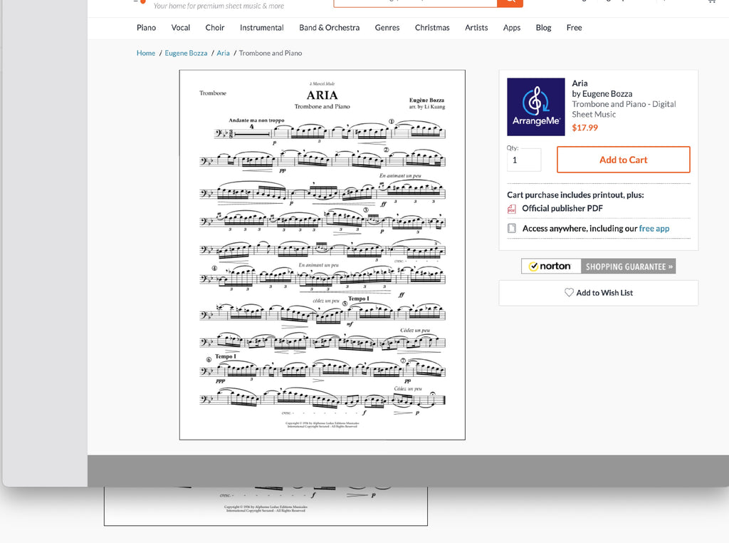 Bozza - Aria for Trombone and Piano